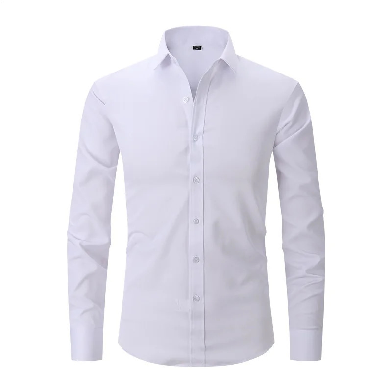 Mens High Quality Long-sleeved Shirts Spring Autumn Business Casual Lapel Buttons Formal Wear Shirts Black White Blue Pink 240822