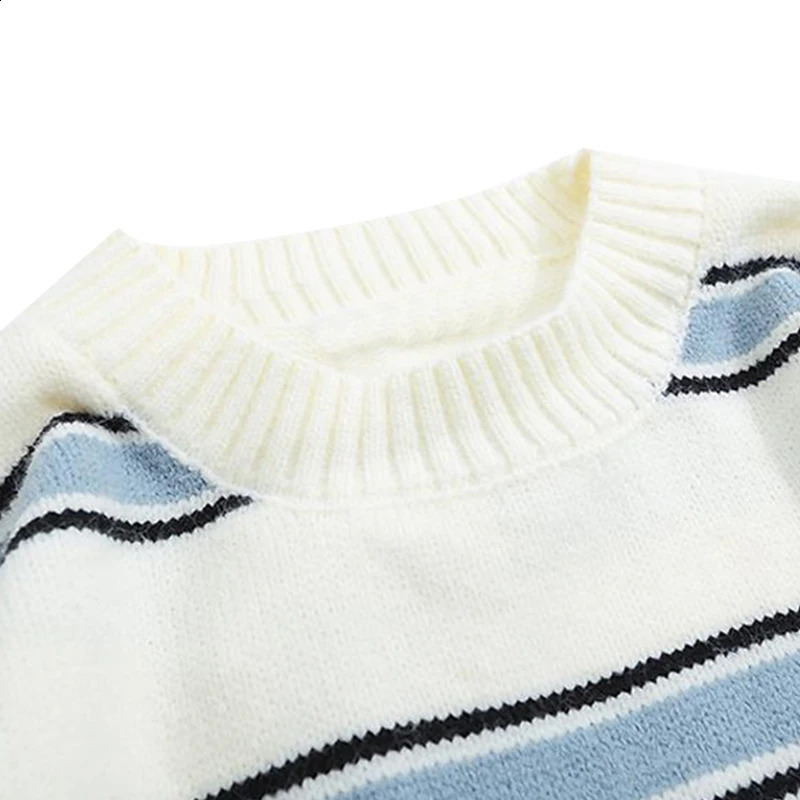 Y2k Striped Sweater Men 2023 Hiphop Streetwear Wool Knitwear Pullover Harajuku Winter Vintage Oversized Women Jumper 24