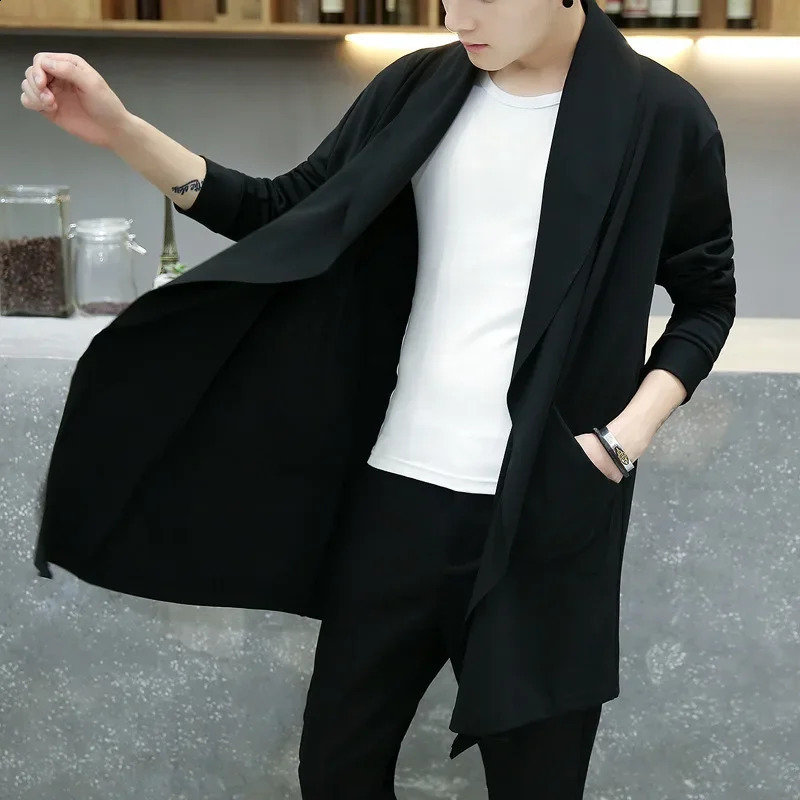Medium-length Autumn Trench Coat Men Sun Protection Thin Style Overcoat Spring Manteau Korean Version Student Jacket Trendy 240822