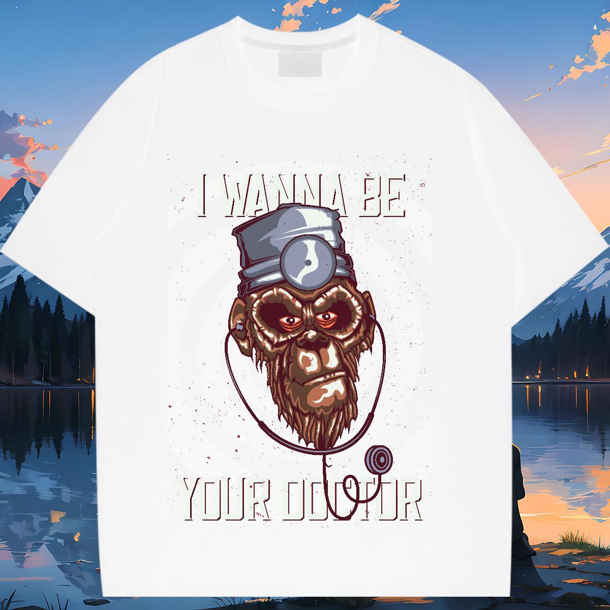 Factory Direct T-Shirts O-Neck Short Sleeve 230g Pure Cotton Couples T Shirts Plus Size Custom chimpanzee High Street Hip Hop Designer Tops