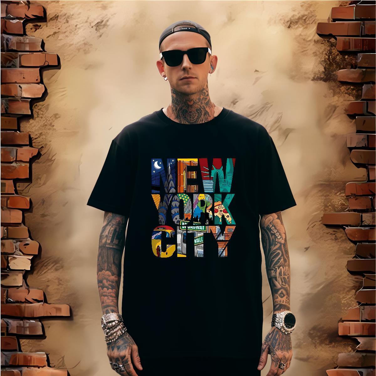 Unisex New York T Shirts Men High Street Hip Hop Tshirts 230g 100% Cotton Fashion Design Crew Neck DIY Printed Polos