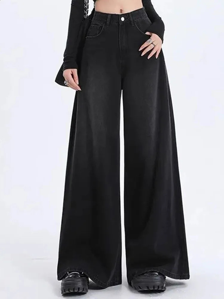 Woman High Waisted Wide Leg Jeans Korean Fashion Casual Straight Denim Pants Streetwear Vintage Style Baggy Kot Pantolon 240821