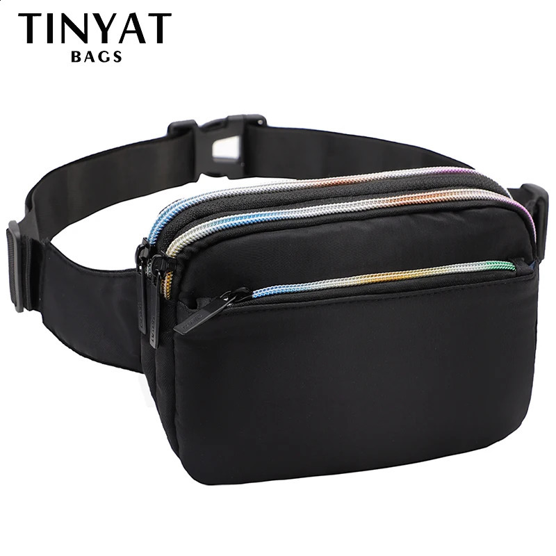 Tinyat Womens Waist Bag Shoulder Fanny Pack Mobile Money Light Sports Mens Belt Colorful Zipper Fashion 240821