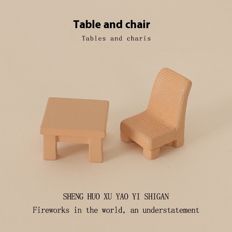 Resin creative crafts, mini tables and chairs, little boys' office desktop ornaments, home micro landscape scene decoration