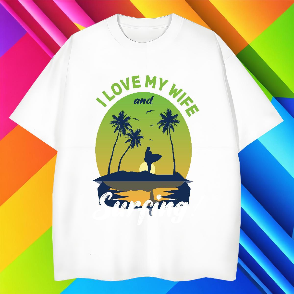 Popular Couples T Shirts Daily Outfit 230g 100% Cotton Custom Printing Round Neck Short Sleeve beach T-Shirts Fashion Clothes