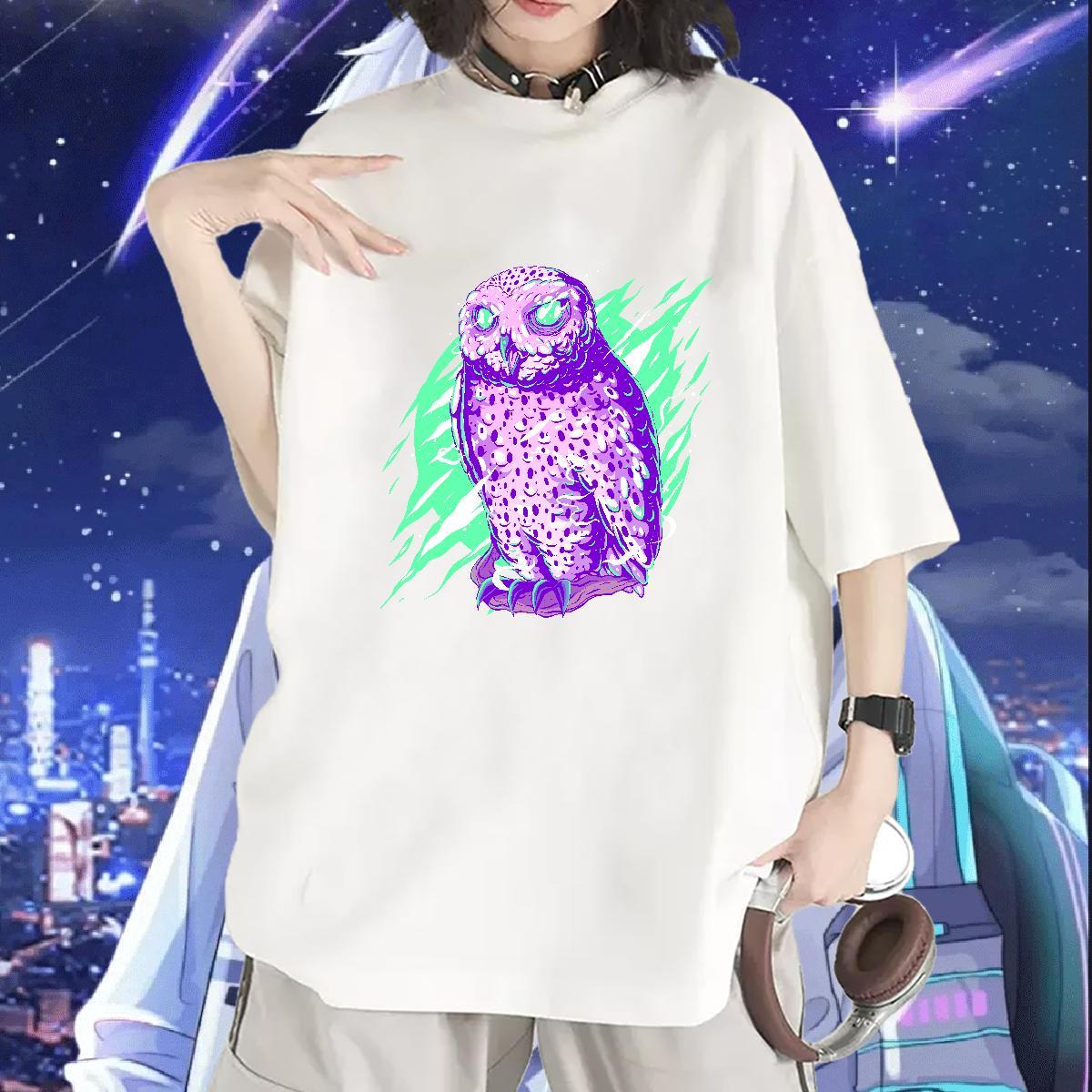 Classic T Shirt For Woman Crew Neck 230g Cotton Womens Tshirts Customized Print Owl Spring Summer Wholesale Tee Shirt