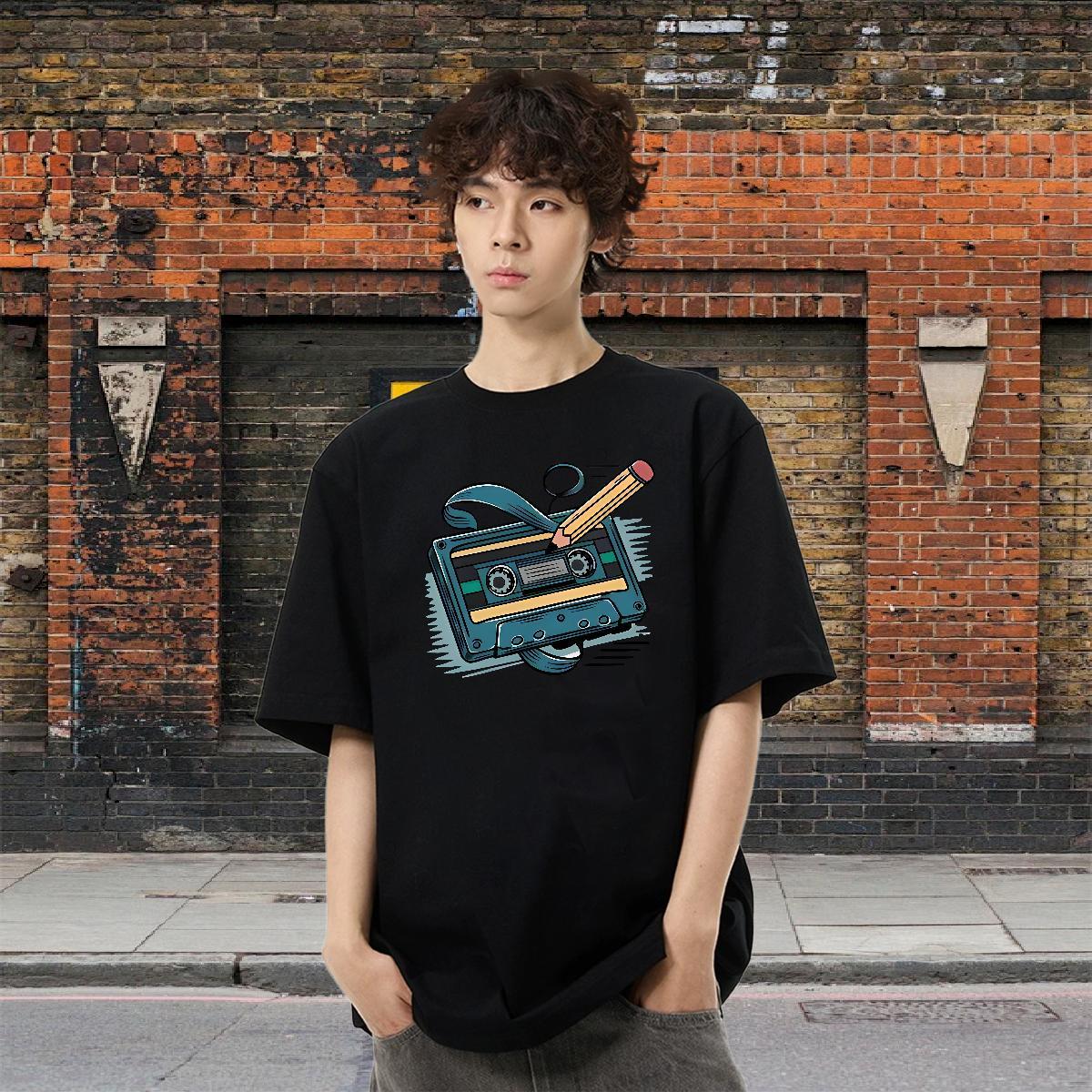 Wholesale Men Tops Tees Beach 230g Pure Cotton Oversized Crew Neck Breathable radio T Shirts Men Factory Direct Tees Shirts
