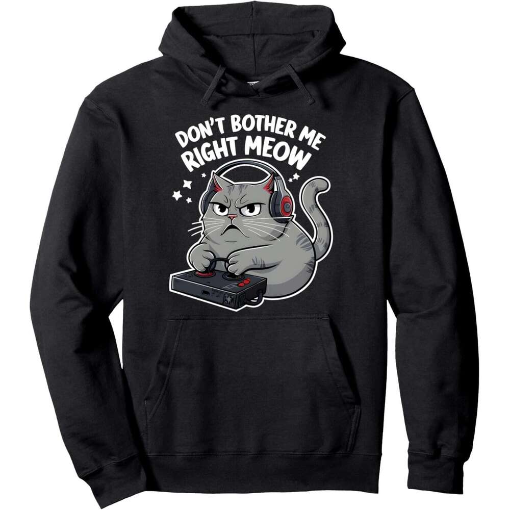 Hoodie for Mens Womens Bother Me Right Meow Pullover Hoodie Graphic Hoodies Sweatshirt Pullover Long Sleeve