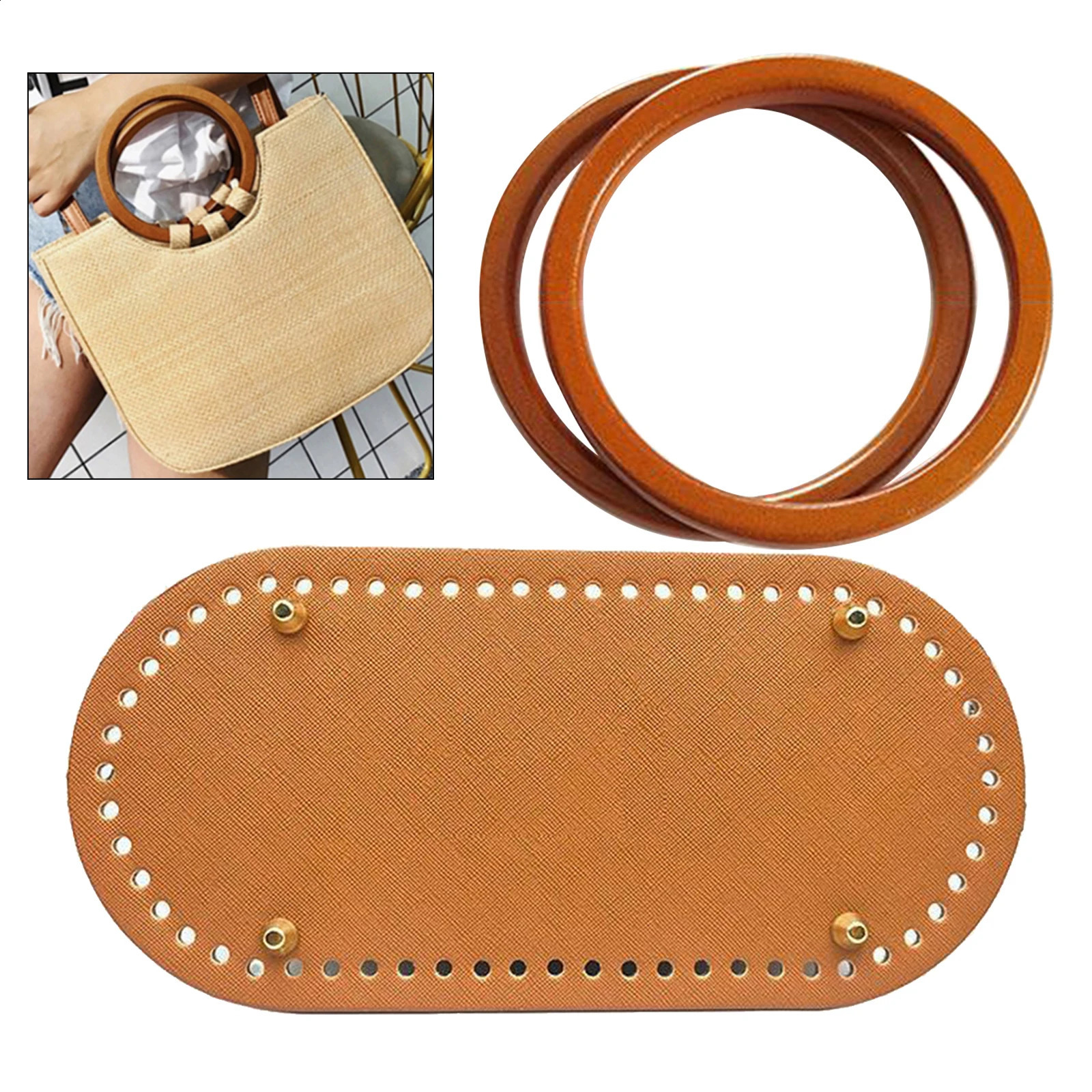 Crochet Bag Bottom Pad Pet Bag Insert Wooden Handle DIY Accessories 240821