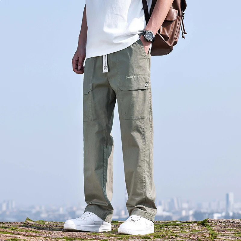 Summer Thin Breathable Mens Baggy Casual Pants Drawstring Elastic Waist Pants High Quality Casual Trousers Solid Color 240822