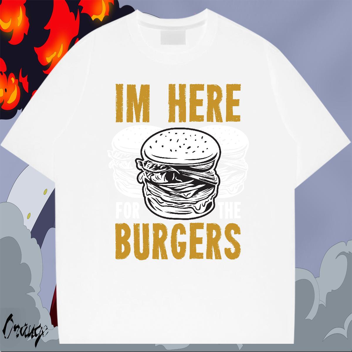 Loose Fit Men Clothes T-Shirt Sport 230g Cotton Custom Print Plus Size Breathable Short Sleeve hamburger T-Shirts Fashion Tshirts
