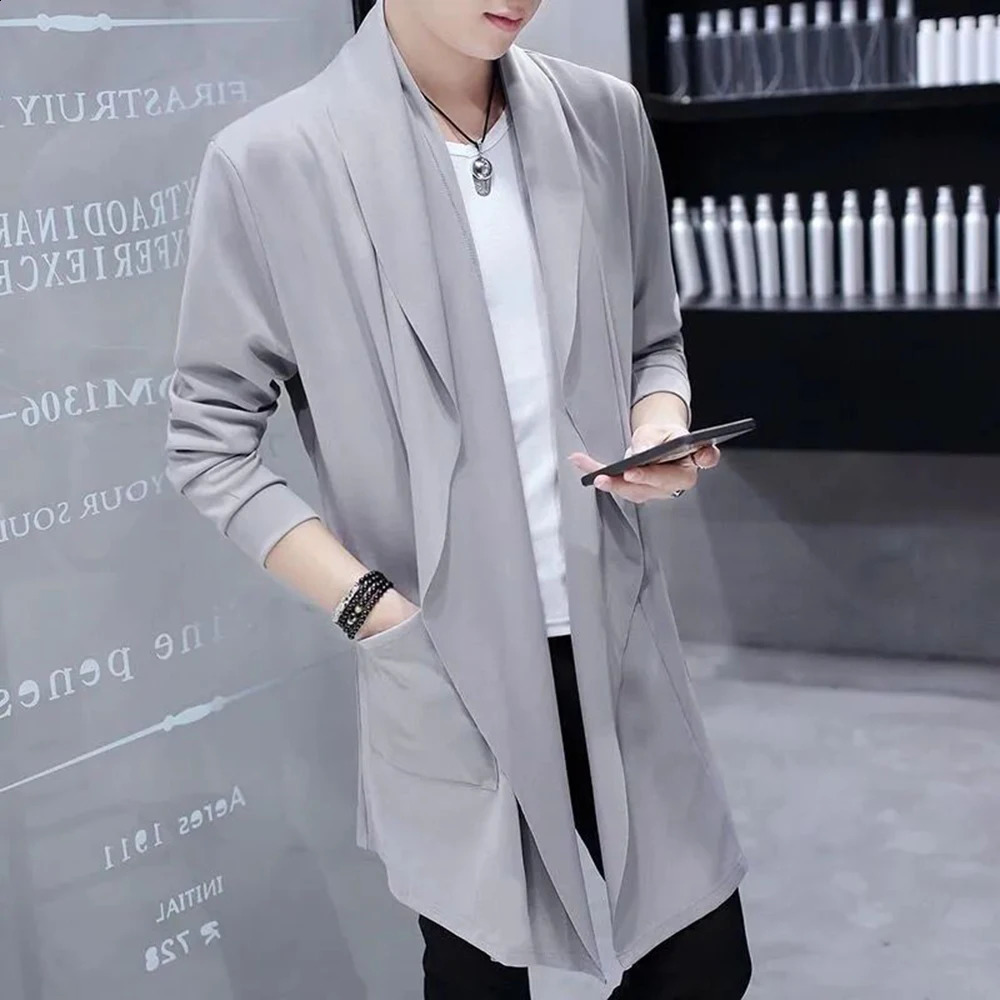 Men Casual Long Windbreaker Hooded Cape Autumn Genderless Fashion Punk Hip Hop Cardigan Street Cloak Trench Coat Unisex 240822