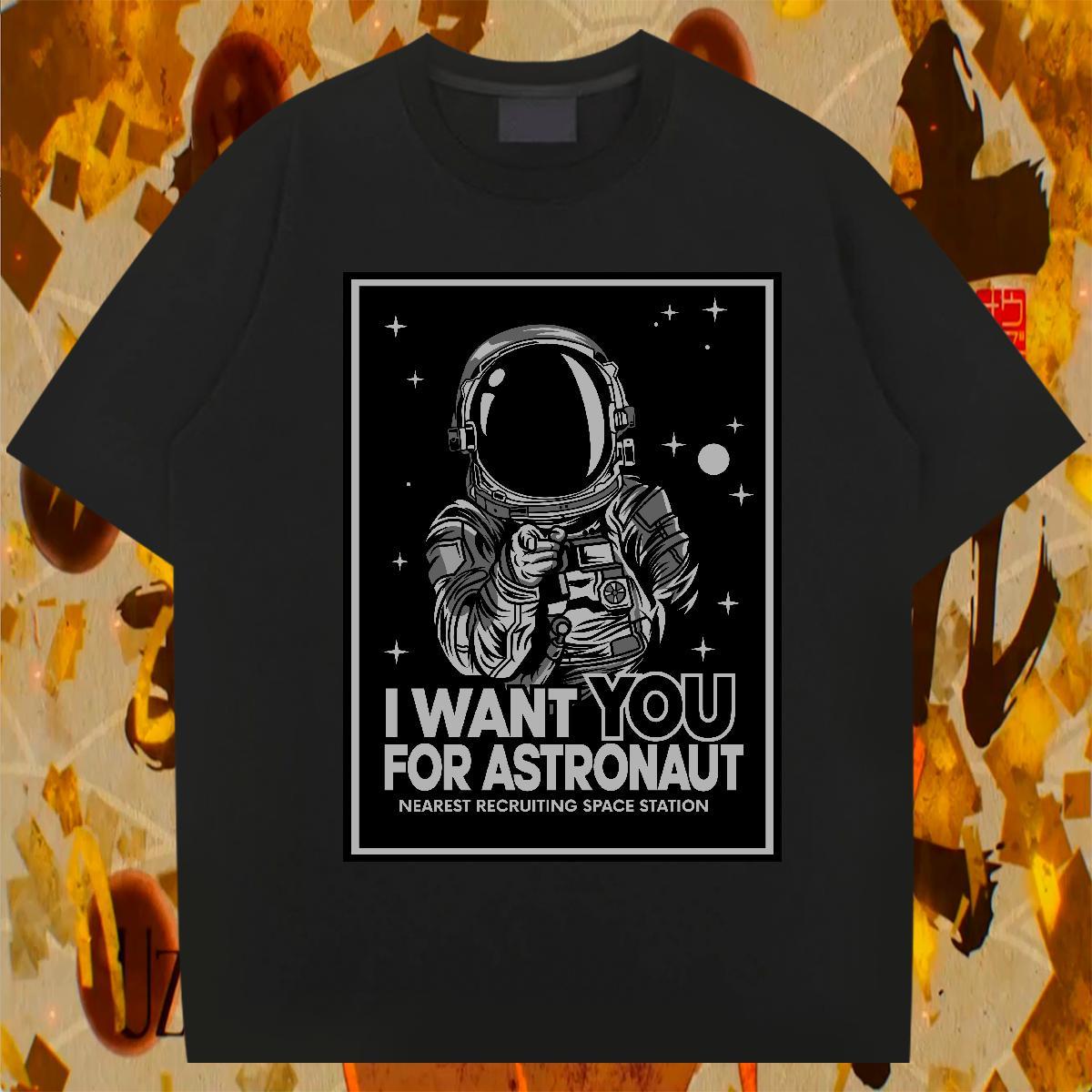 Cool Tshirt for Man Woman Casual 230g Pure Cotton Graphic Breathable Short Sleeve spaceman T Shirts Men Wholesale Tops