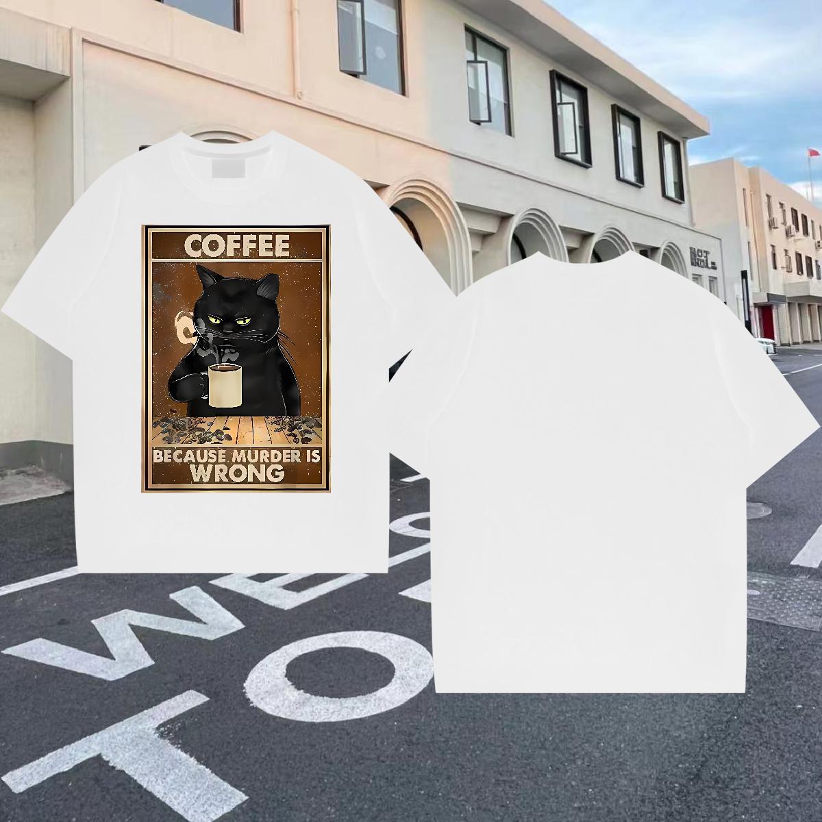 Cool Design Couples T Shirts Daily Wear 230g 100% Cotton Custom Printed Round Neck Short Sleeve cat Mens T Shirts DIY Customized Tees