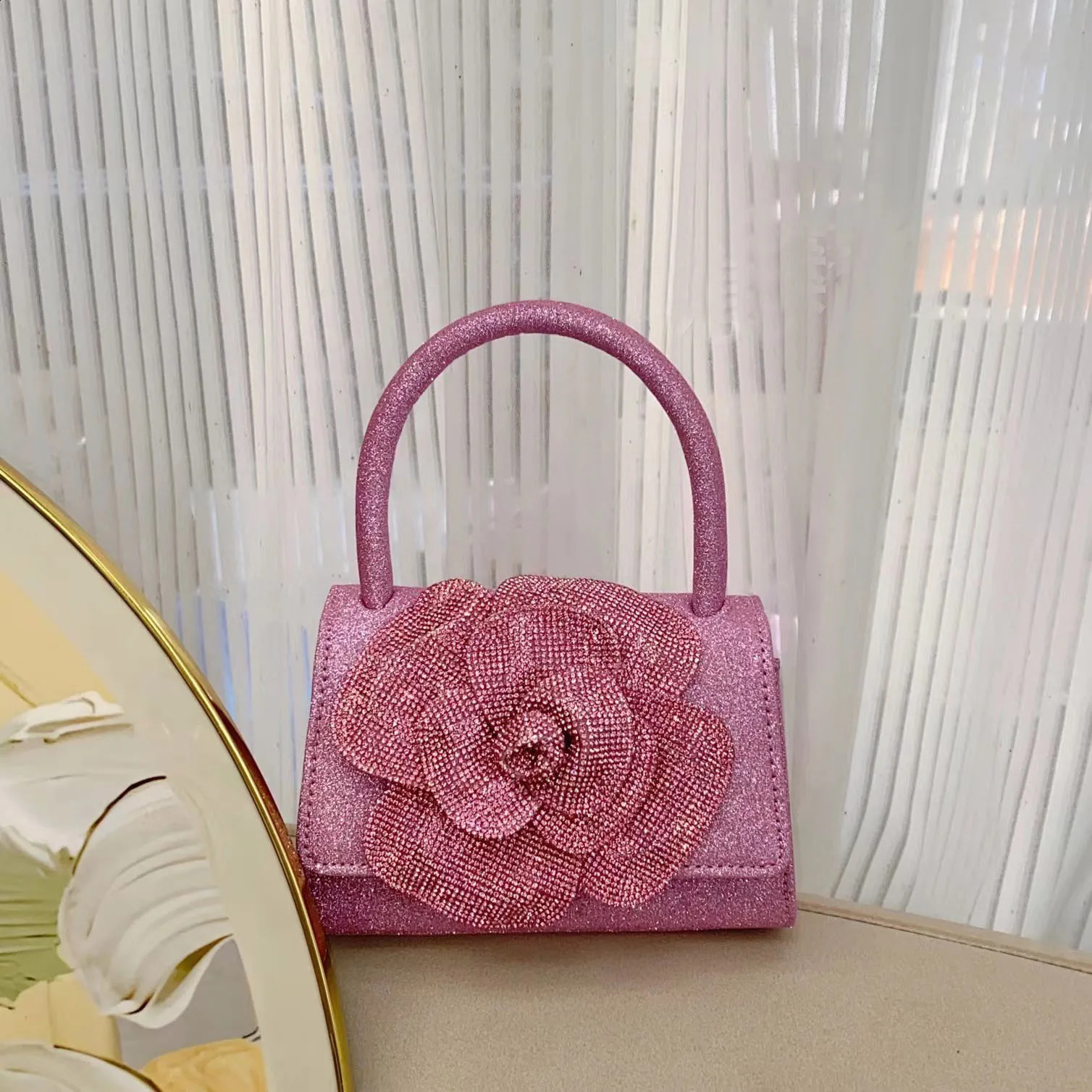 Fashion handbag sparkling pearl flower silver ball evening wedding wallet cute mini bag suitable for women Crusosbody 240821