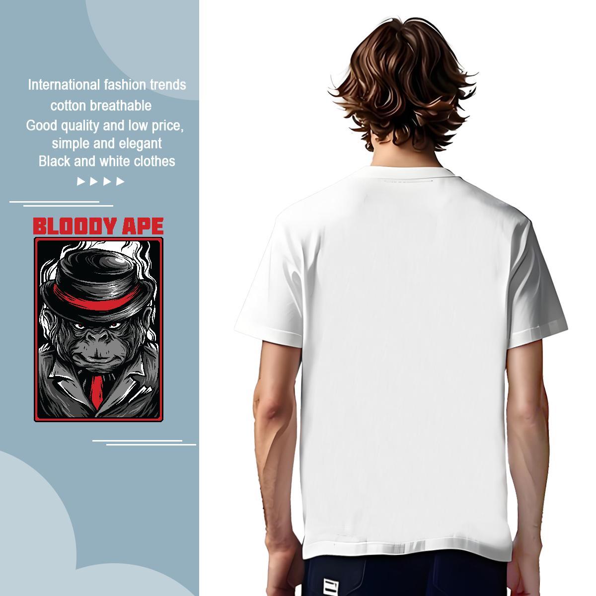Brand orangutan T shirt Anime Printing Street Men Clothes T-Shirt 100% Cotton 230g Custom Breathable Crew Neck Plus Size Cartoon Tops Tees