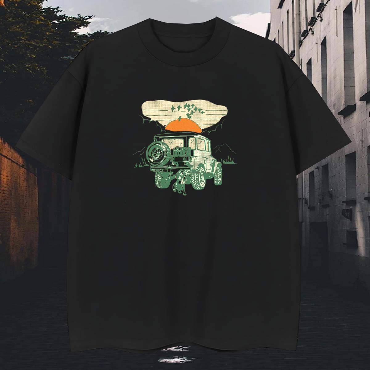 Popular Tshirt for Man Woman Outdoor 230g Cotton Anime Print Crew Neck Breathable car T-Shirts for Men New Designer Polos