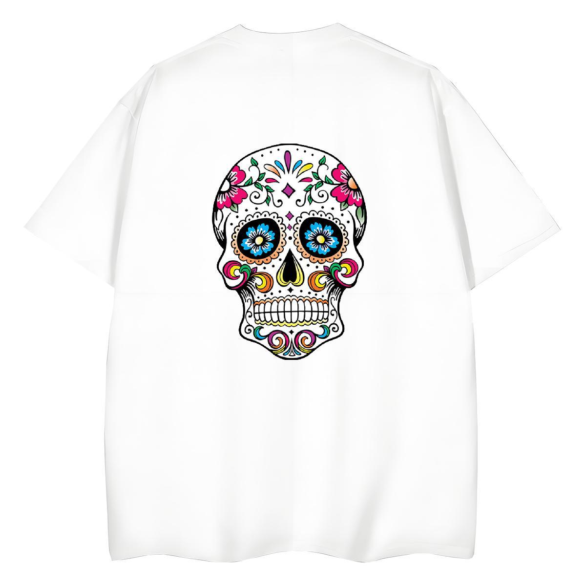 Fashion T Shirt For Woman 230g Pure Cotton Crew Neck Breathable Sport skull Unisex Tshirts Brand Graphic Tee Shirt