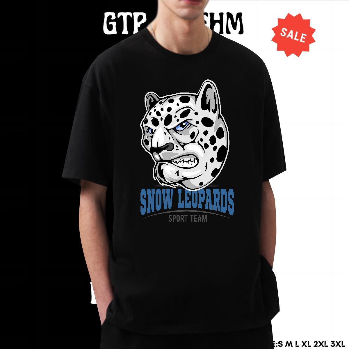 Loose Tshirt for Man Woman Hip Hop Street 230g 100% Cotton Black Oversized Crew Neck Breathable leopard Men T Shirts DIY Customized Clothes