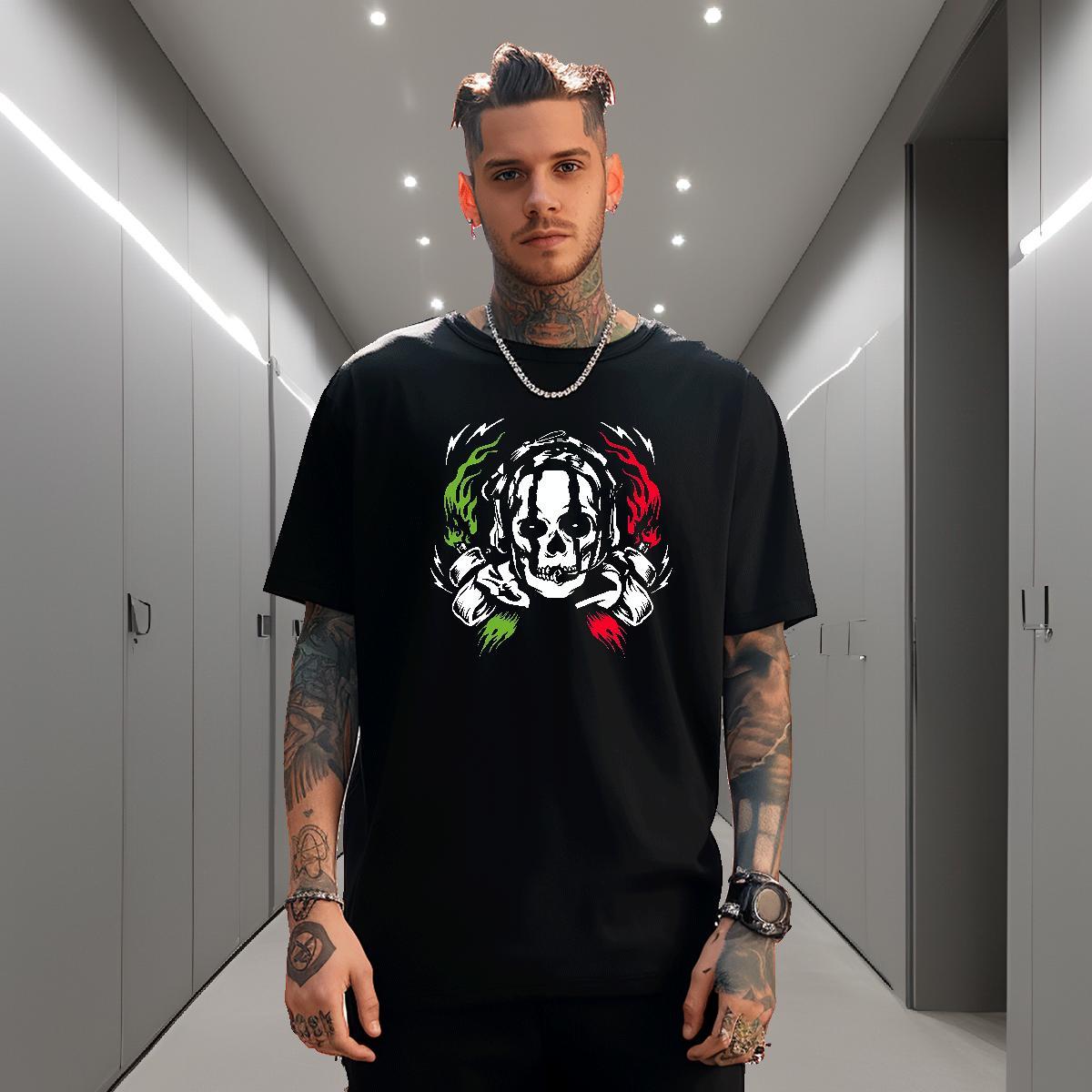 Fashion Casual Casual Daily Wear Mens Tshirts scary Breathable 230g Cotton T shirt Loose Cartoon Print Tees