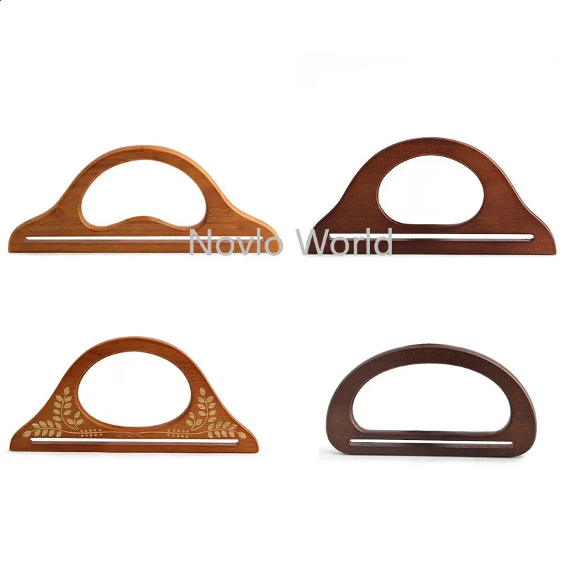1-2-10 pieces of solid wood bags with various shapes handle replacement DIY handbag wallet woven bag classic accessories 240821