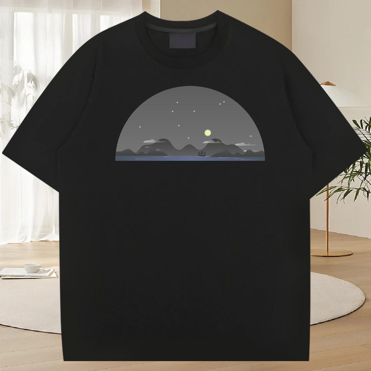 Classic Mens Tshirts Beach 100% Cotton 230g DIY Breathable sky Men T Shirts Brand Clothings
