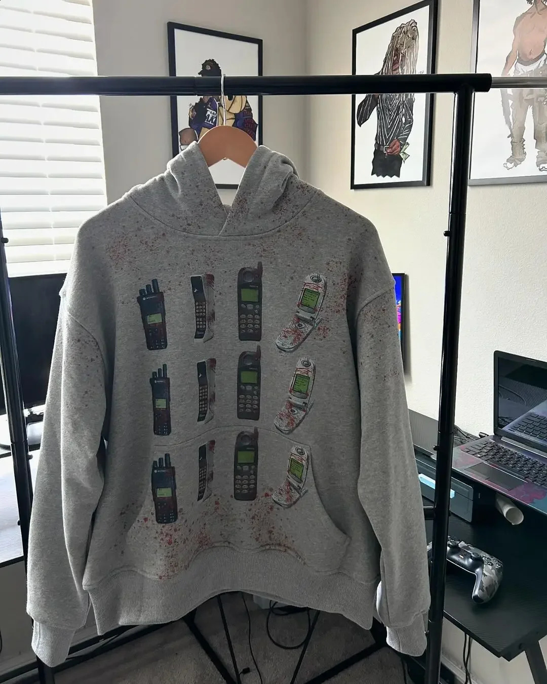 Harajuku Beiri Bloody Service Phone Hoodies Women Streetwear Oversized Hoodie Y2k Top Sweatshirt Casual Tracksuit Men Clothing 240822