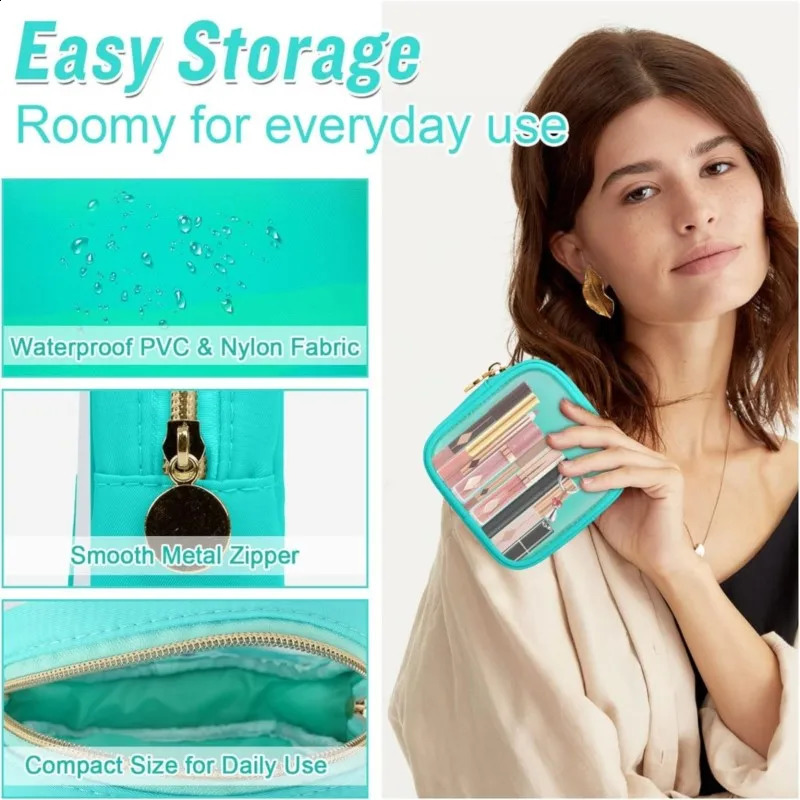 Multi functional PVC makeup bag waterproof zipper small storage organizer 240822