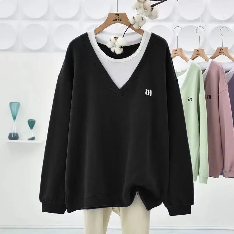 Fashion Autumn Winter Two Pieces Letter Sweatshirts Classic Long Sleeve Casual ONeck Loose Full Match Women 240821