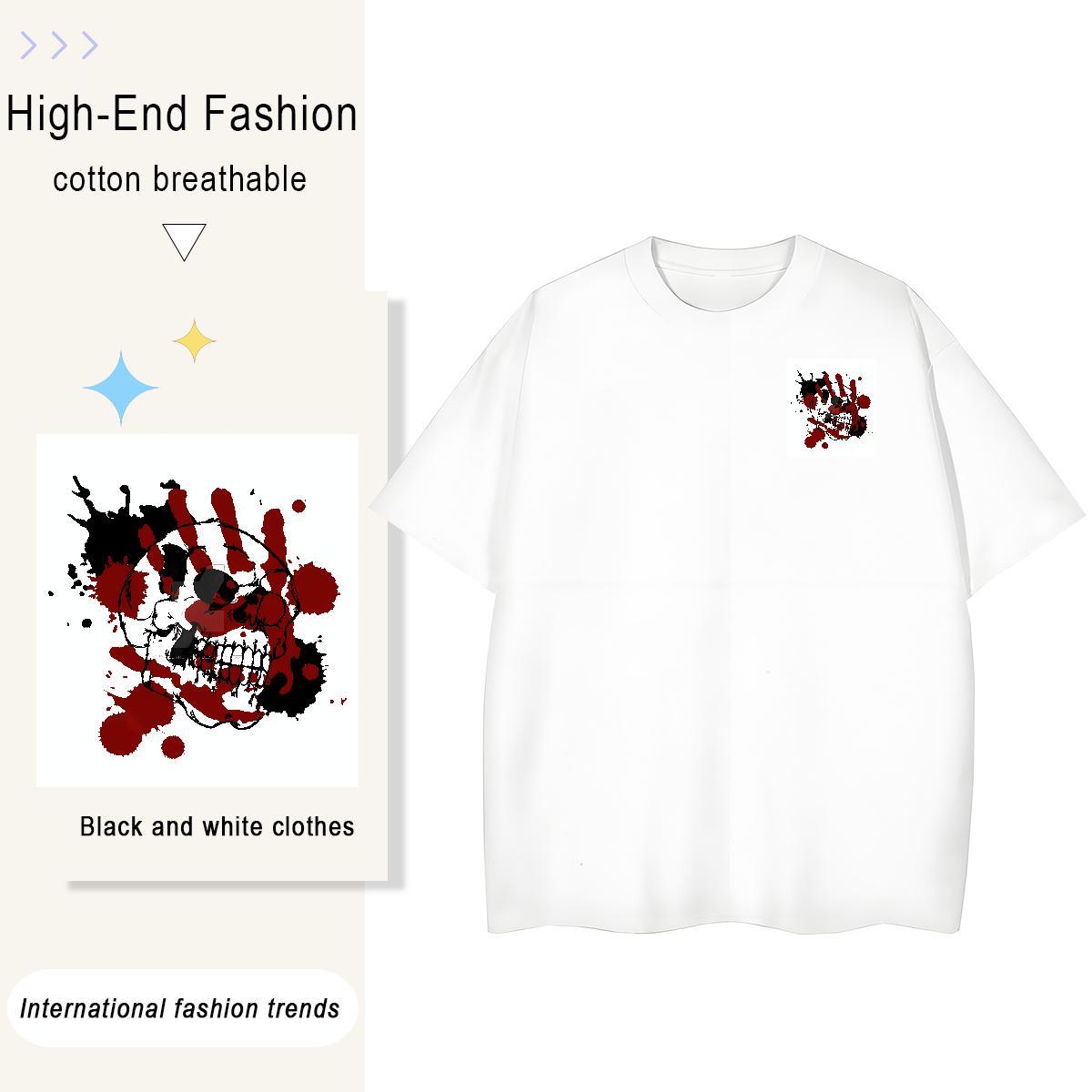 Female Lady T shirt 230g Cotton scary Beach T-Shirts for Women Breathable Soft Graphic Tops Shirt