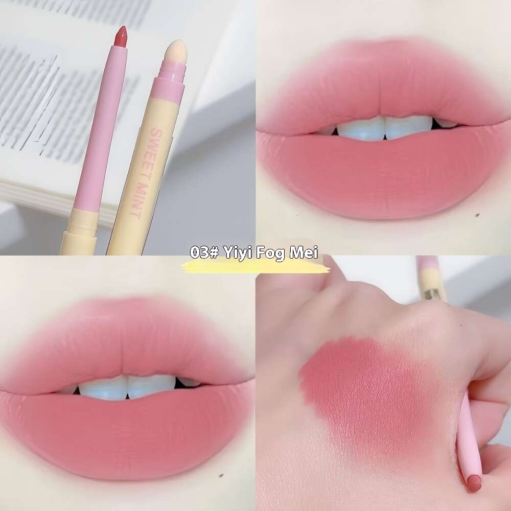 Cheese Shaped Sweet Mint Matte Lip Liner - Dual End Waterproof Color Stay Lipstick Pencil