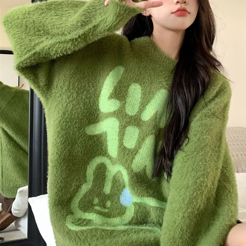 Youth Fashion Printing Letter Knitting Sweaters Women High-quality Long Sleeve Korean Autumn Winter All-match Top 240821