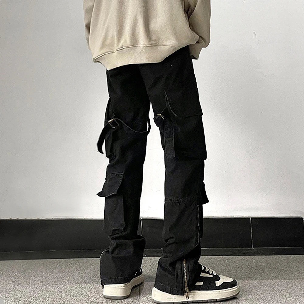 Mens Fashion Cargo Pants Hip Hop Street Retro Japanese Style Multi Pocket Casual SpringSummer Collection 240821
