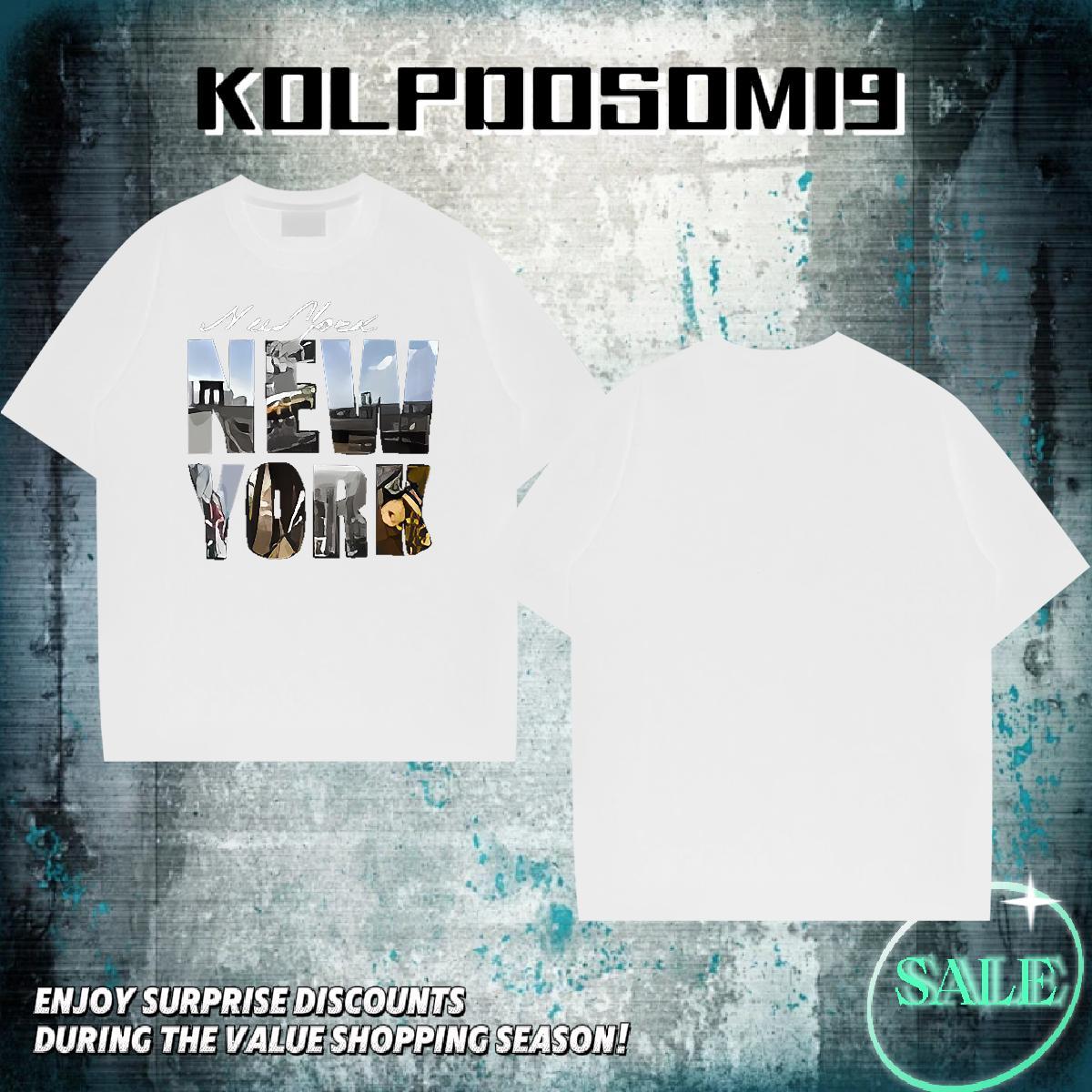 Soft Men Tshirts High Street Hip Hop 230g 100% Cotton Oversized 4XL Breathable Crew Neck New York T Shirt For Man Fashion Designer Wear