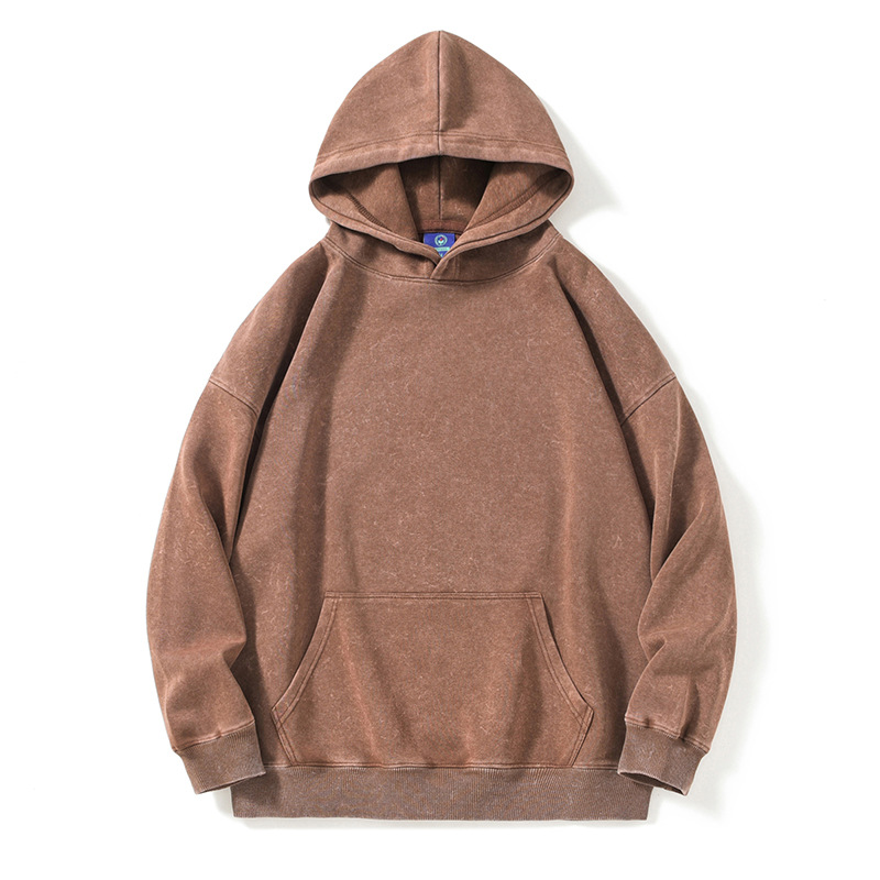 Men's Hoodies Batik washed vintage 350g combed cotton composite milk silk hooded sweatshirt