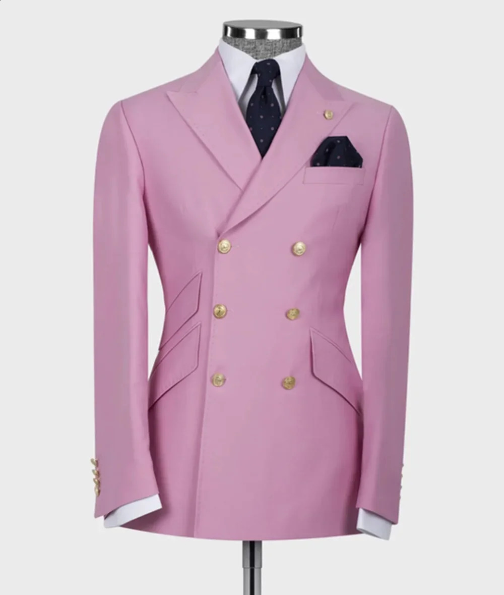 Men Suits Classic 6 Buttons Blazer Trousers 2pc Jacket PantsDouble Breasted Slim Fit Wedding Groom Clothes Man TailorMade 240821