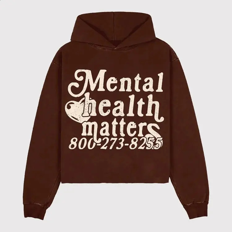 Mental Health Matters Print Hoodies Women Men Streetwear Oversized Sweatshirt Goth Y2k Top Harajuku Pocket Hoodie Men Clothing 240822