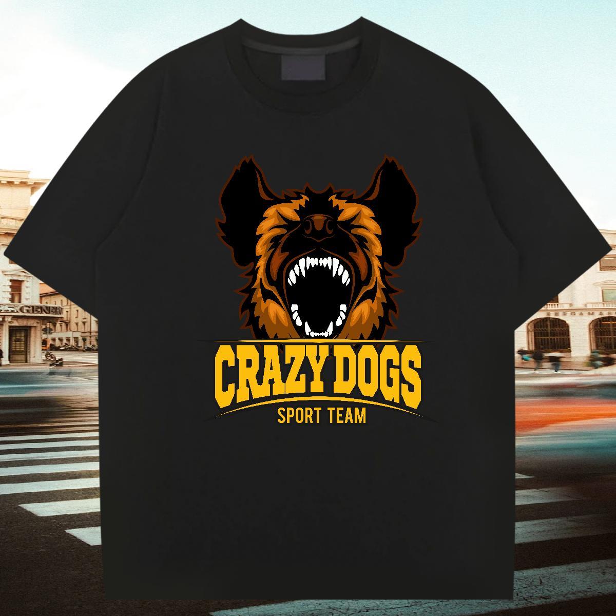 Unisex Men Tshirts Sports Casual 230g Cotton Oversized Pure Cotton crazy dog T shirt Wholesale Clothes