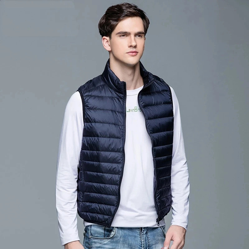Ultralight sleeveless mens vest Ultra Light Down ultrathin jacket lightweight windproof warm 240822