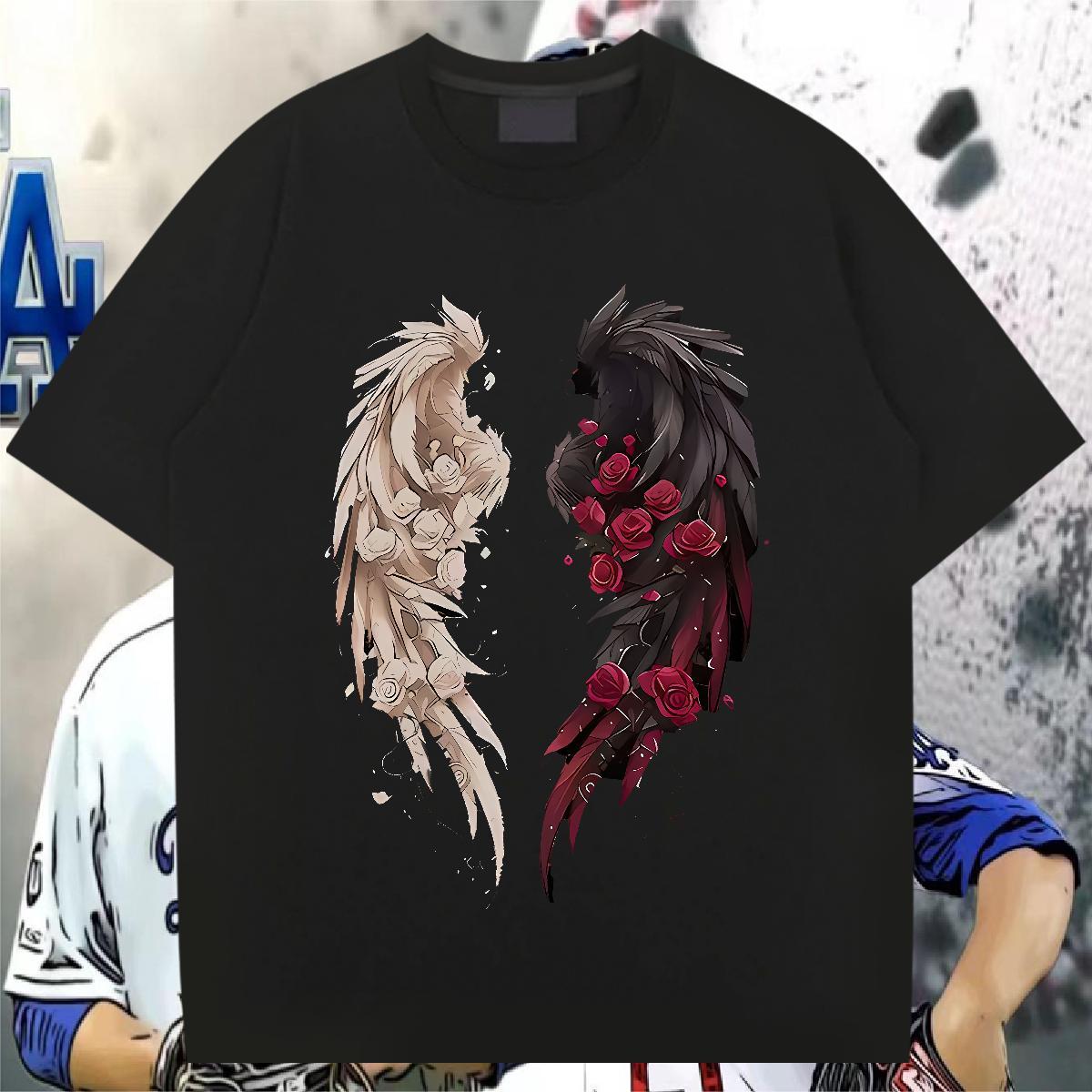 Classic Tshirt for Man Woman 100% Cotton 230g Hip Hop wing Crew Neck Breathable T Shirts Men Wholesale Custom Cartoon Tees Shirts