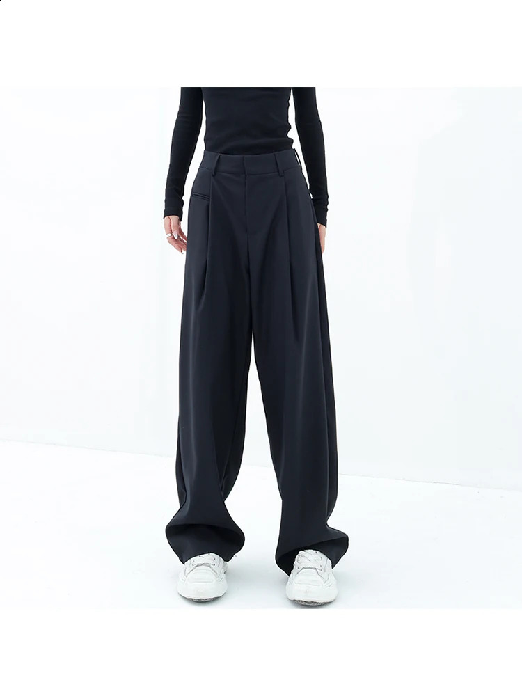 Womens Black Gothic Pants Y2k Retro Streetwear 90s Fashion Baggy High Waist Trousers Korean Harajuku Wide Pants Clothes Autumn 240821
