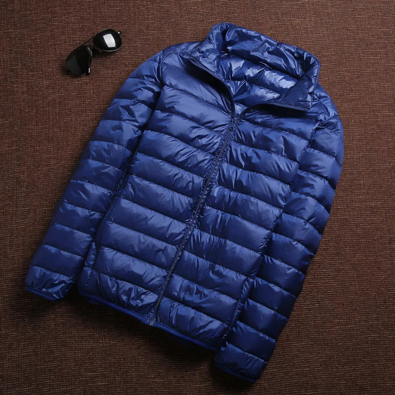 Mens Autumn Duck Down Jacket Ultralight Winter Portable Waterproof Travel Park Fashion Stand Collar Thin Coat 240822