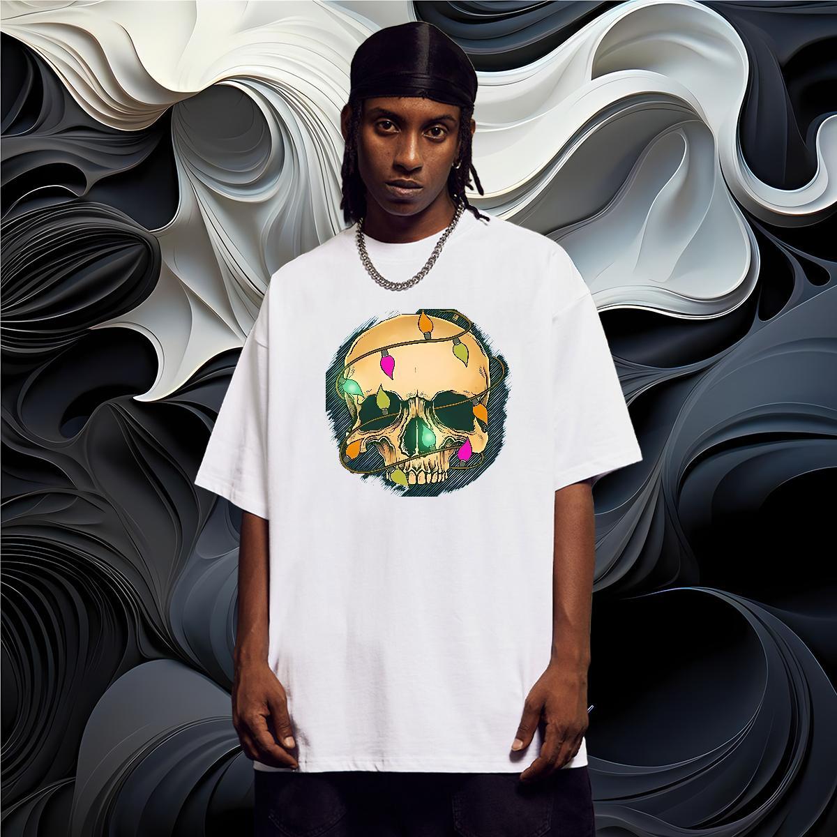 Cool Design T-Shirts for Men 100% Cotton 230g skull Daily Wear White Plus Size Short Sleeve O-Neck Men Clothes T-Shirt 2024 DIY Tees