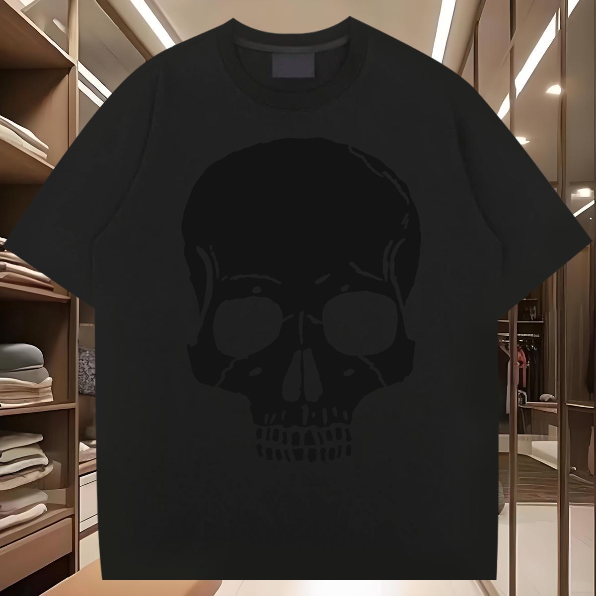 Classic T Shirts Men 230g Pure Cotton skull Beach Custom Big Size O-Neck Short Sleeve Couples T Shirts Wholesale Clothes