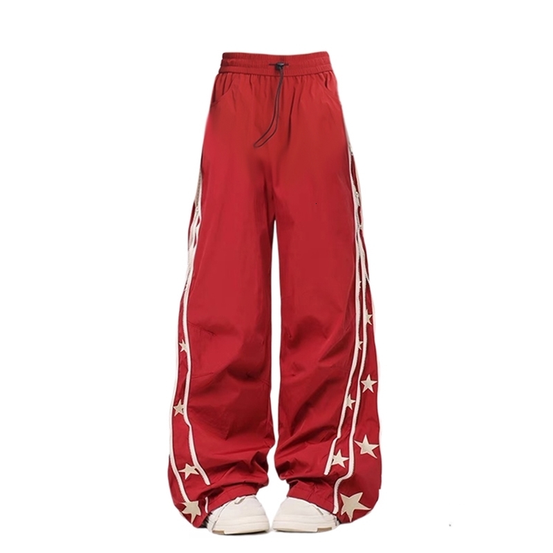 Womens Baggy Wine Red Sweatpants Harajuku Streetwear Fashion Y2k High Waist Oversize Jogger Pants Vintage Wide Trousers Clothes 240821