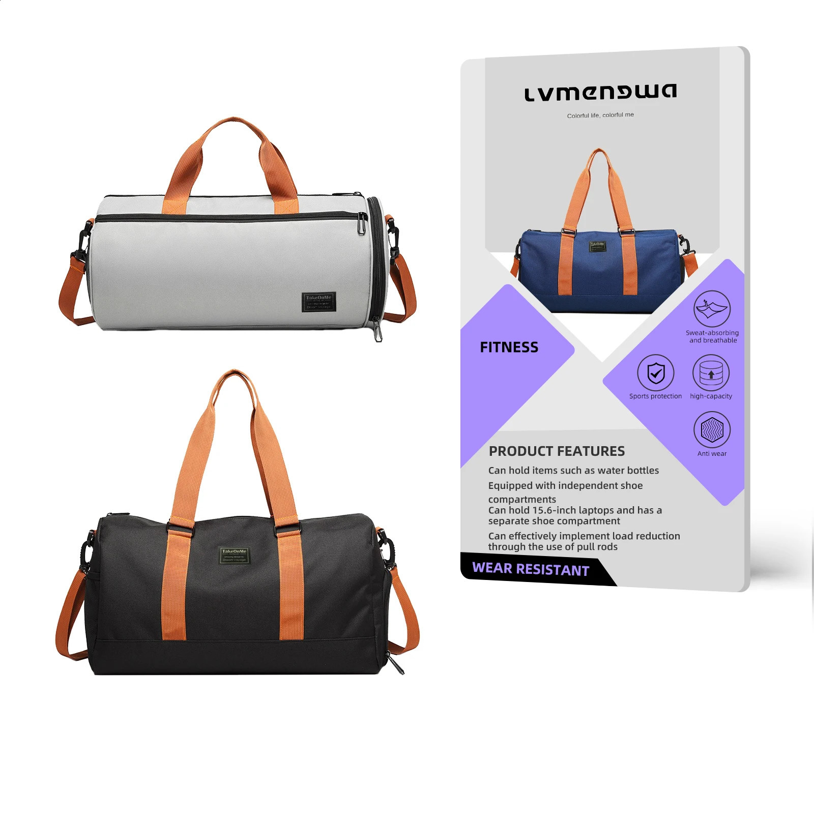 Fitness bag dry wet separation bag handheld fashionable and comfortable travel bag 240821