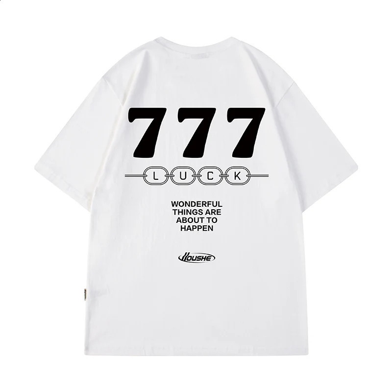 Summer LUCK 7 mens printed Tshirt Y2K streetwear oversized letter hiphop fashion 240822