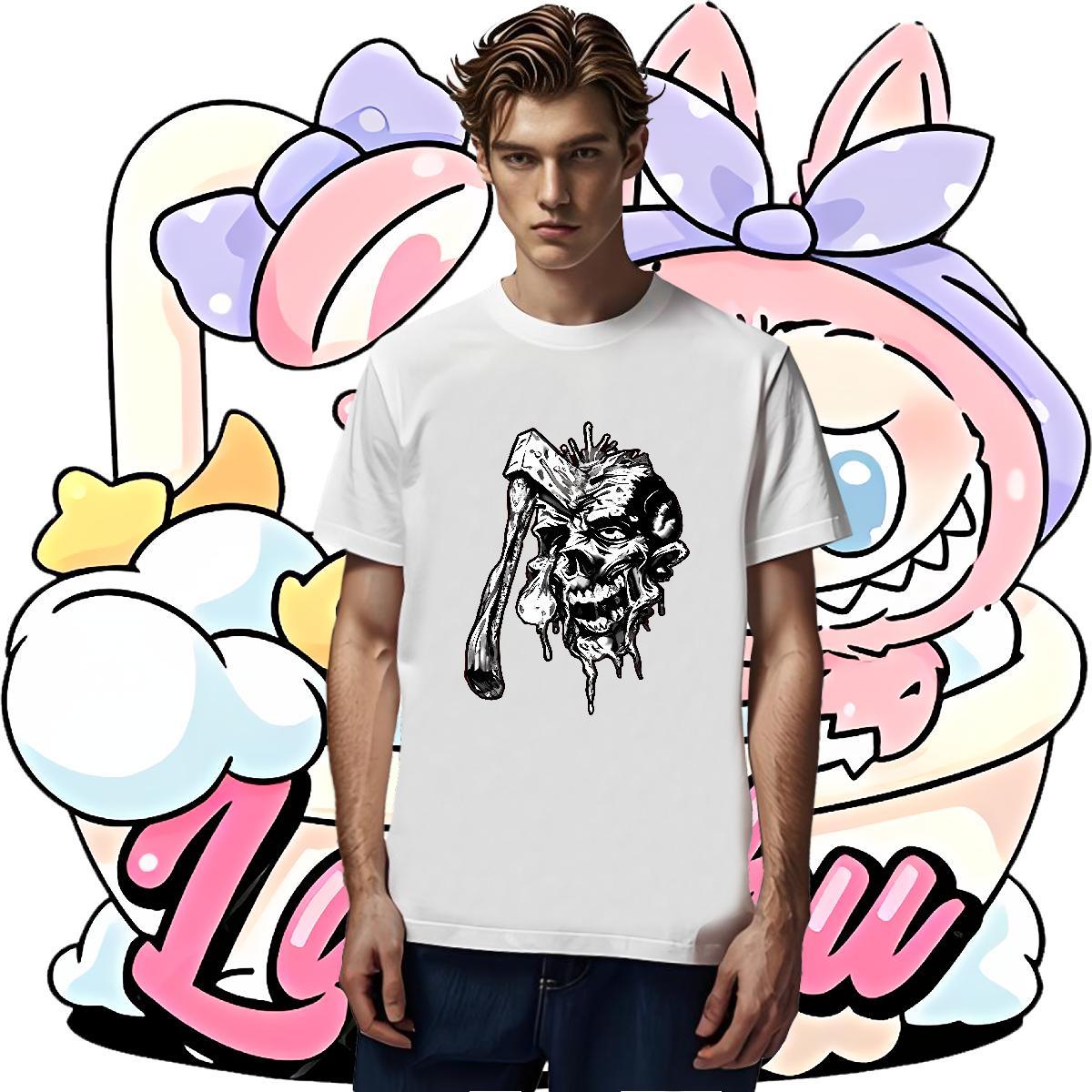 Fashion Designer Couples T Shirts 100% Cotton 230g Spring Summer skull O-Neck Short Sleeve T Shirts Men TOP Quality Custom Anime Clothings