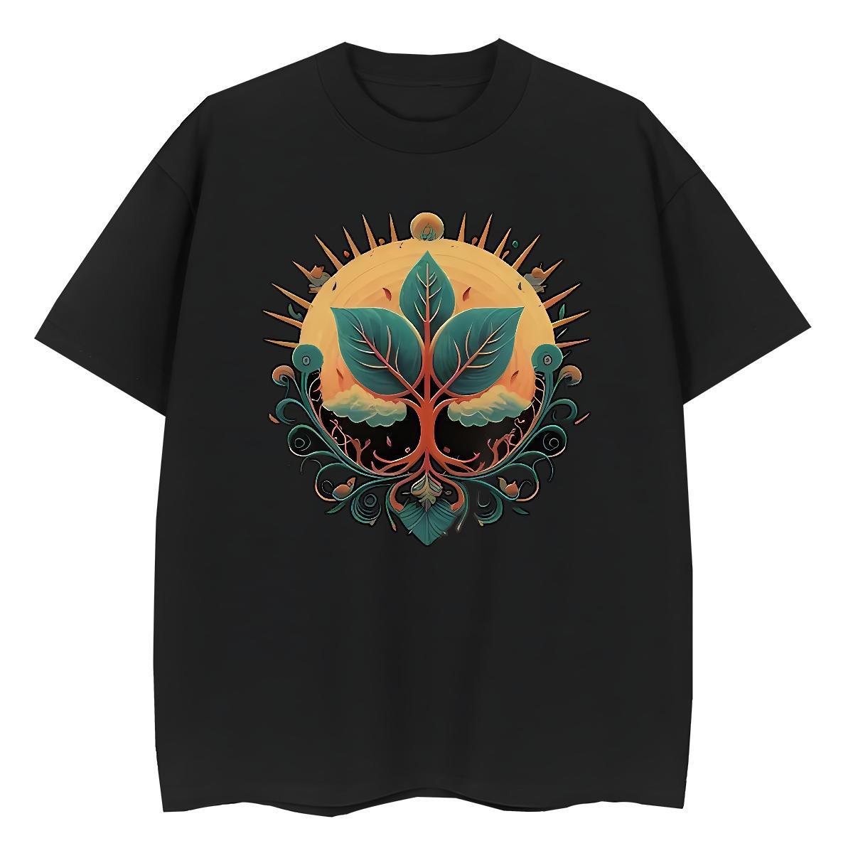 New Woman T Shirts Breathable Short Sleeve 230g Cotton Couples T Shirts Black Oversized tree Outdoor Soft Tops