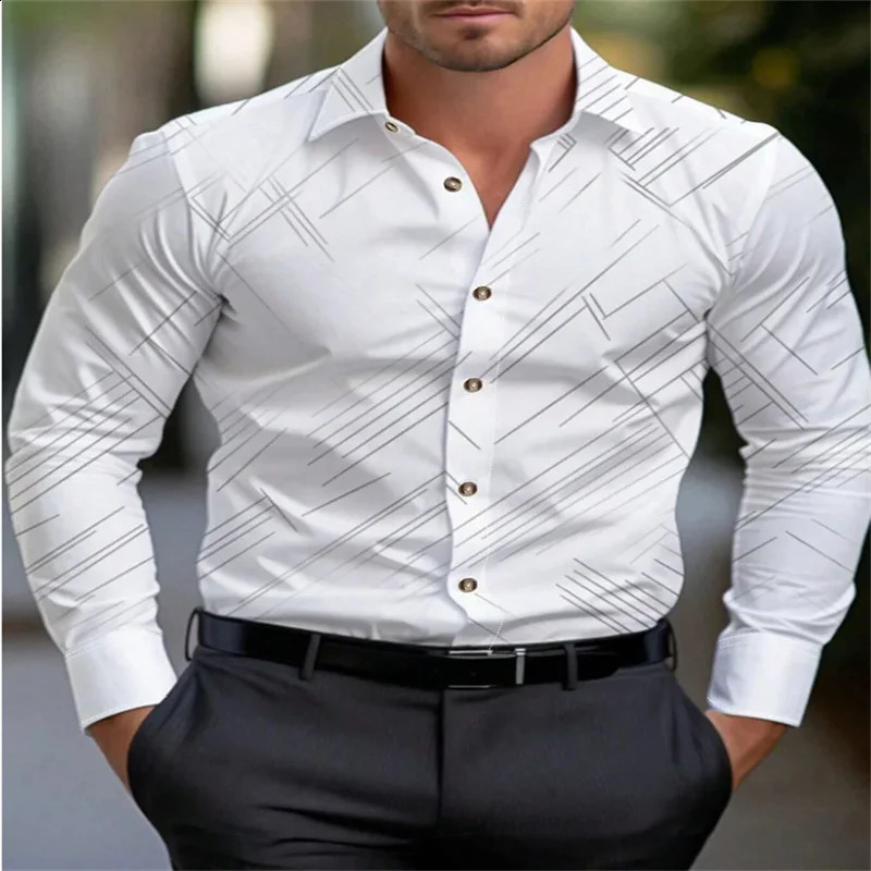 fashionable mens 3D printed long sleeved button up shirt street casual Hawaiian shirt mens clothing XS-6XL size 240822